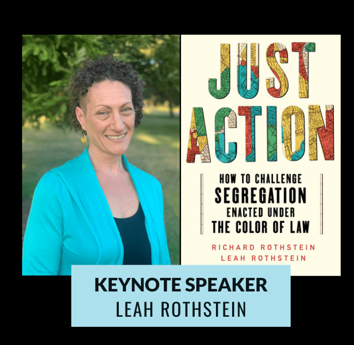 Image of Leah Rothstein and the book cover of "Just Action"